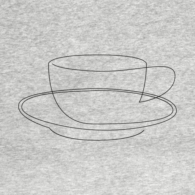 teacup or coffee cup - minimal line drawing by addillum